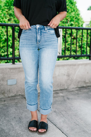 Risen Ray High Rise Straight Leg Cuffed Jean