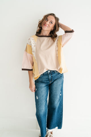 Sunlit Fields Patchwork Top