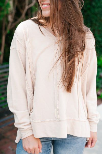 Let's Dream V Neck Long Sleeve Top