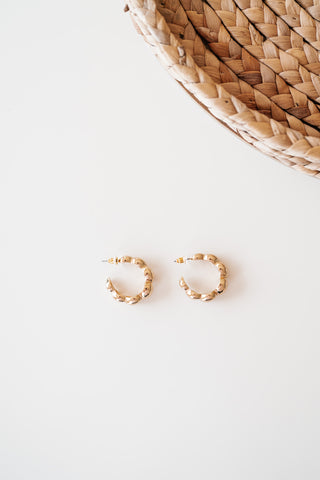 Gold Textured Twisted Hoop Earring