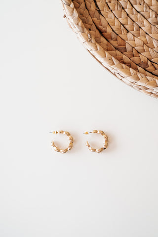Gold Textured Twisted Hoop Earring