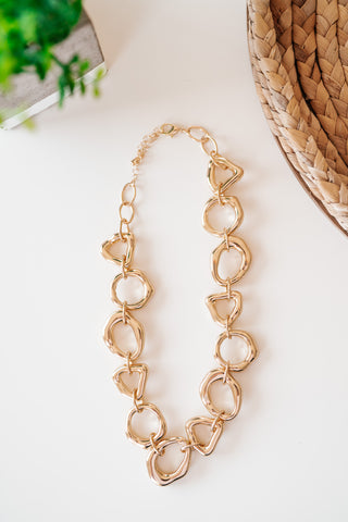 Gold Geometric Open Circle Necklace