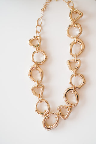 Gold Geometric Open Circle Necklace