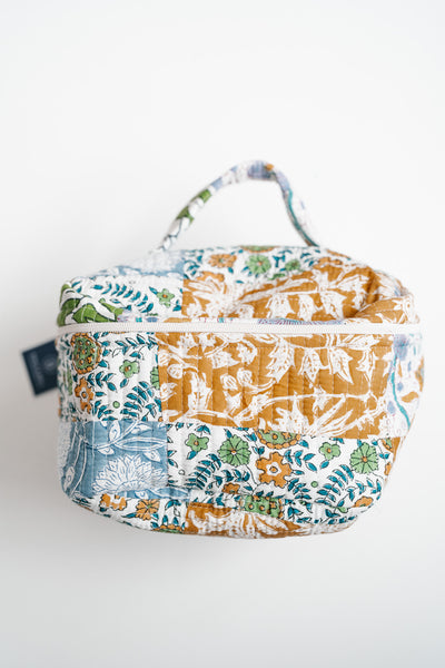 Hudson Patchwork Make Up Bag - Blue