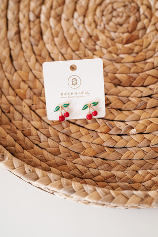 Red Cherries Stud Earring
