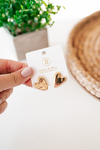 Hammered Heart Stud Earring