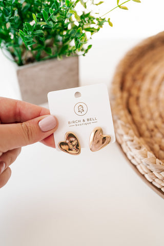 Hammered Heart Stud Earring