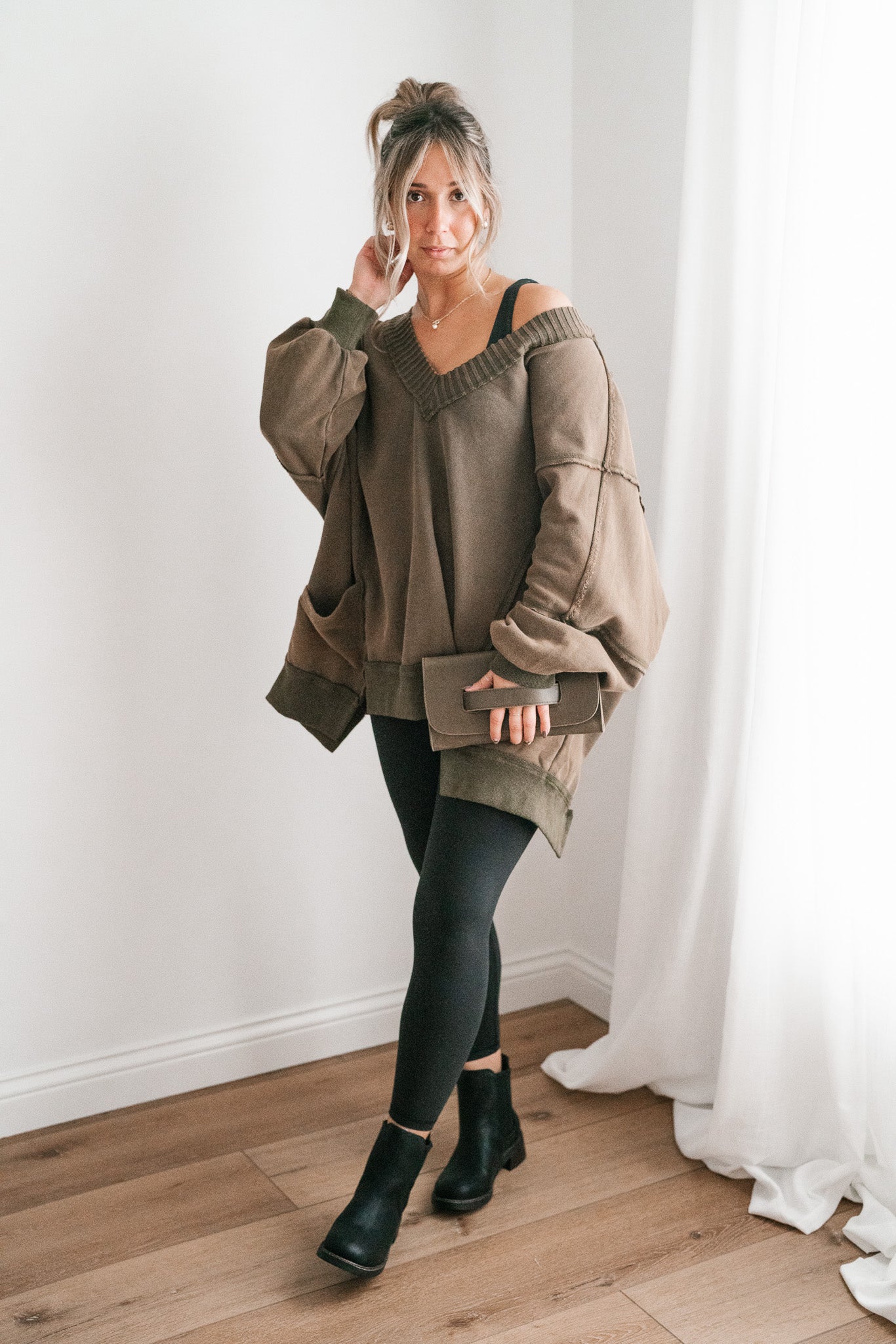 Olive Over You Oversized Top