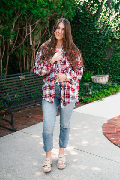 Lucky You Button Up Flannel Top