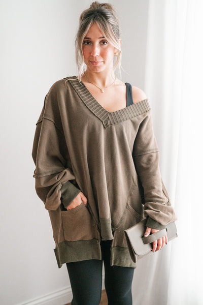 Olive Over You Oversized Top