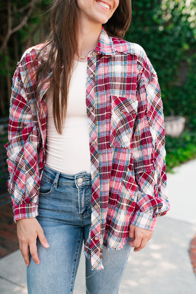 Lucky You Button Up Flannel Top