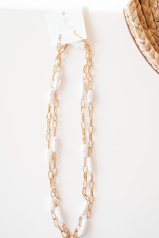 Gold Oval Pearl Layered Necklace