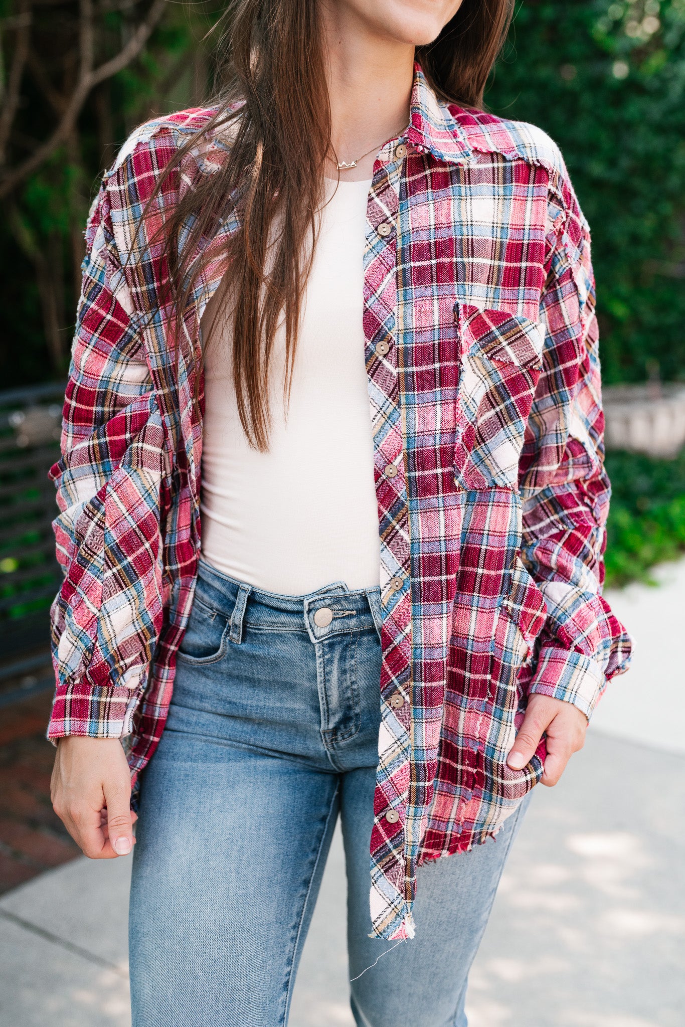 Lucky You Button Up Flannel Top