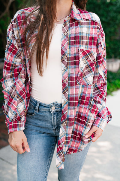 Lucky You Button Up Flannel Top