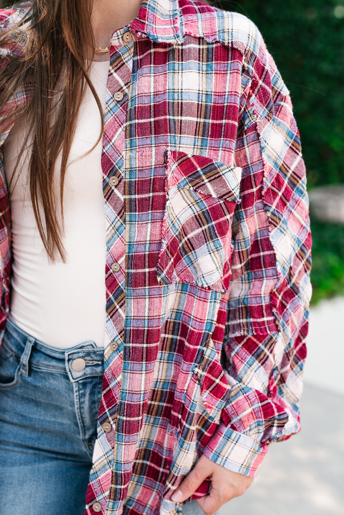 Lucky You Button Up Flannel Top