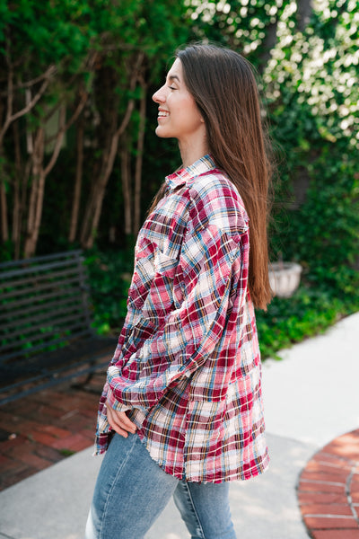 Lucky You Button Up Flannel Top