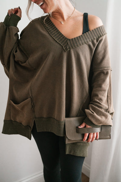 Olive Over You Oversized Top