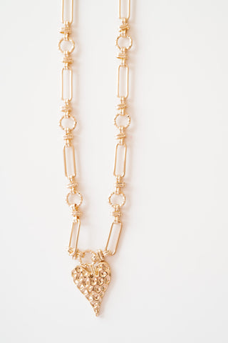 Gold Hammered Heart Necklace