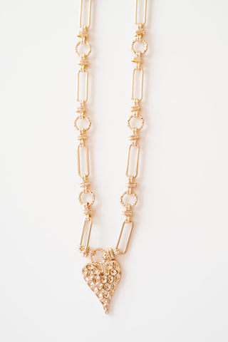 Gold Hammered Heart Necklace
