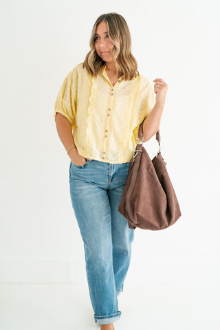 Golden Meadow Eyelet Top