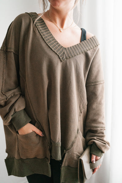 Olive Over You Oversized Top