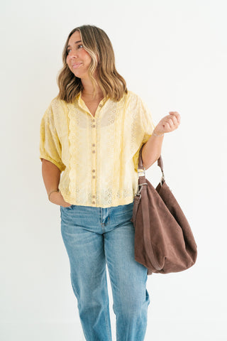 Golden Meadow Eyelet Top