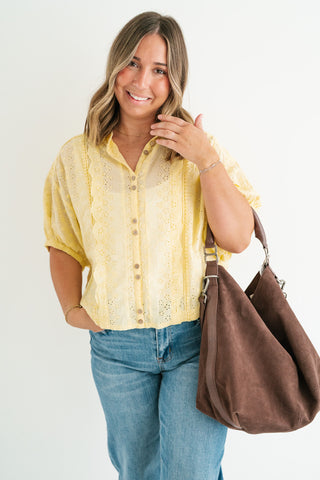 Golden Meadow Eyelet Top