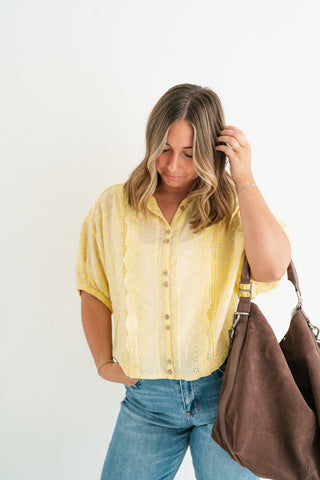 Golden Meadow Eyelet Top