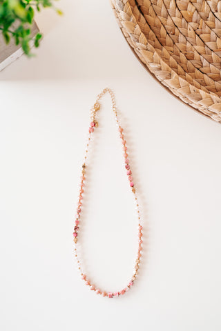 Pink and Gold Beaded Necklace
