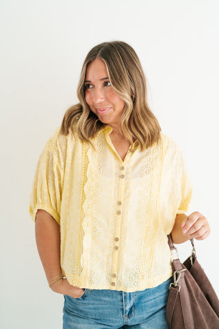 Golden Meadow Eyelet Top