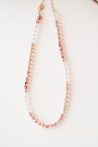 Pink and Gold Beaded Necklace