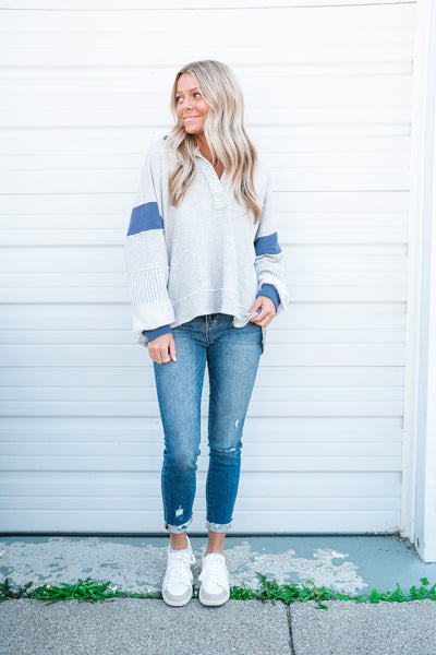 Don't Get It Twisted Pullover - Heather Gray