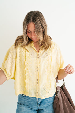Golden Meadow Eyelet Top