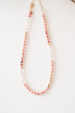 Pink and Gold Beaded Necklace