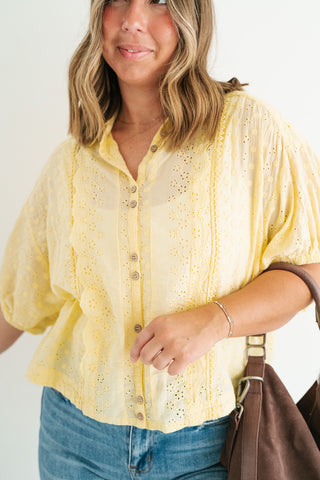 Golden Meadow Eyelet Top