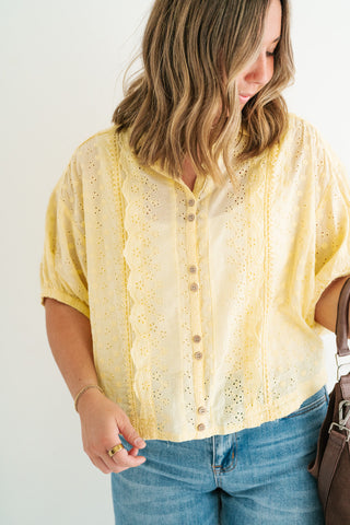 Golden Meadow Eyelet Top