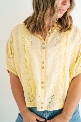 Golden Meadow Eyelet Top