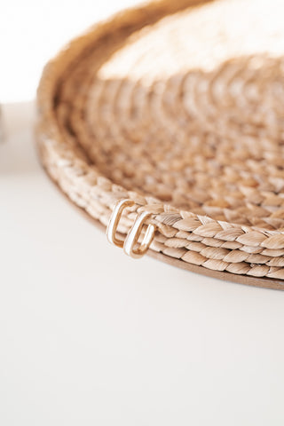 Gold and White Squared Hoop Earring