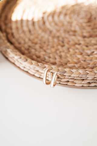 Gold and White Squared Hoop Earring