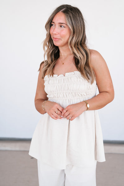 Natural Beauty Strapless Ruched Top