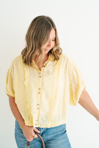 Golden Meadow Eyelet Top
