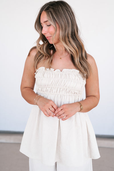 Natural Beauty Strapless Ruched Top