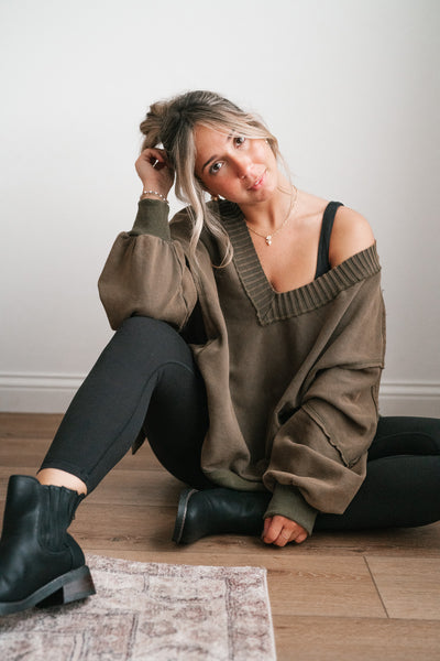 Olive Over You Oversized Top