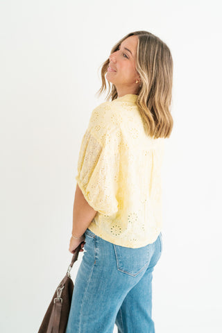 Golden Meadow Eyelet Top