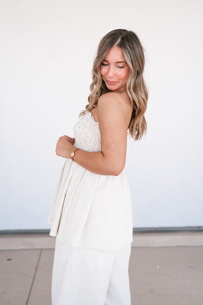 Natural Beauty Strapless Ruched Top