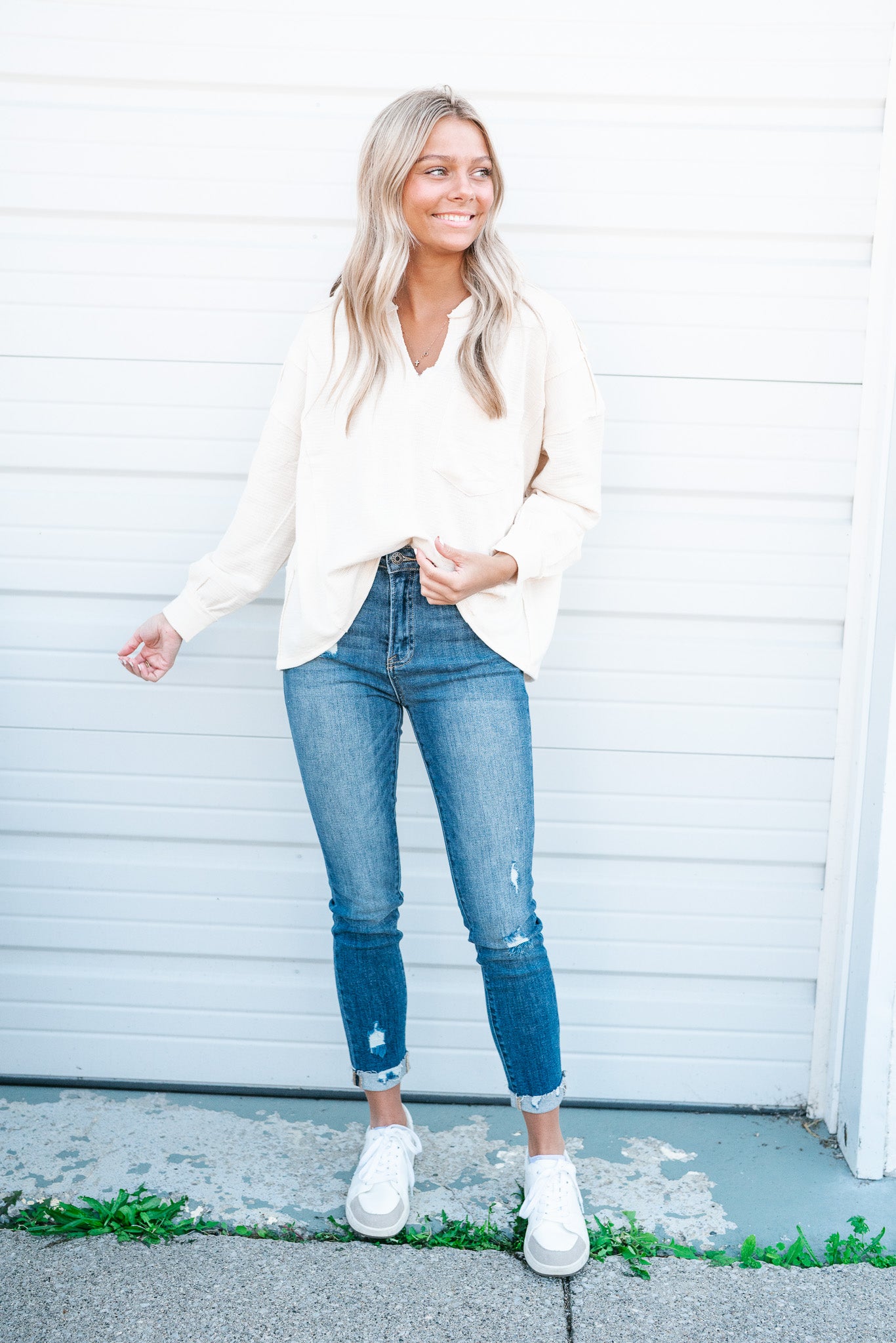 Marnie Textured Long Sleeve - Cream