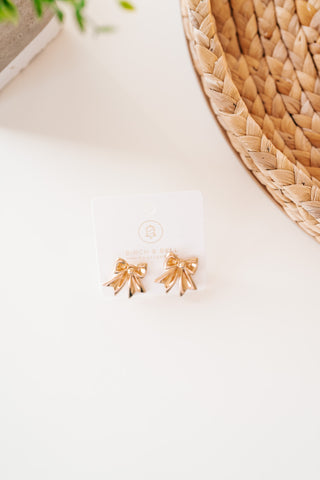 Gold Bow Stud Earring