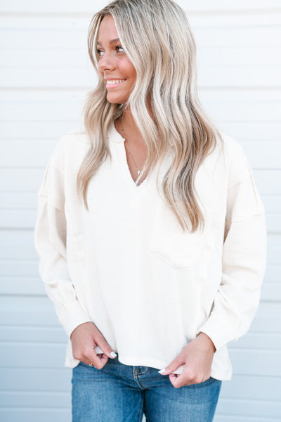 Marnie Textured Long Sleeve - Cream