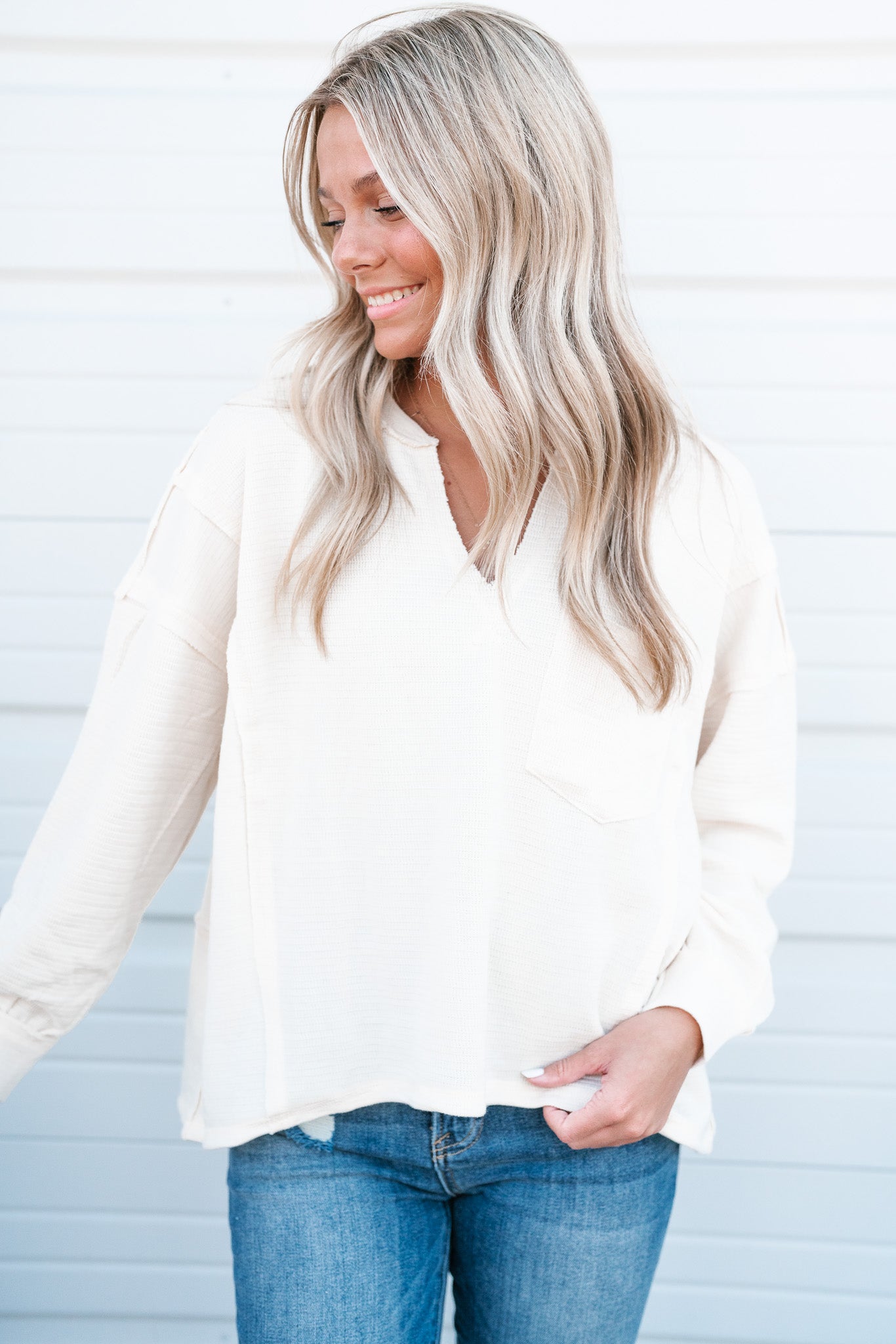 Marnie Textured Long Sleeve - Cream