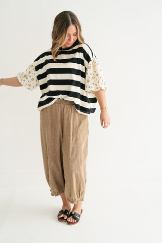 Quiet Confidence Striped Short Sleeve Top